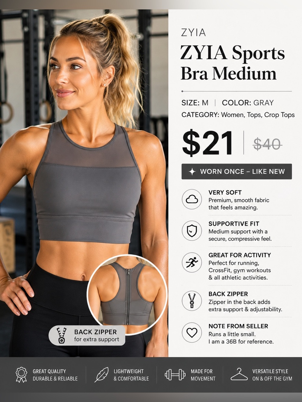 ZYIA sports bra Medium